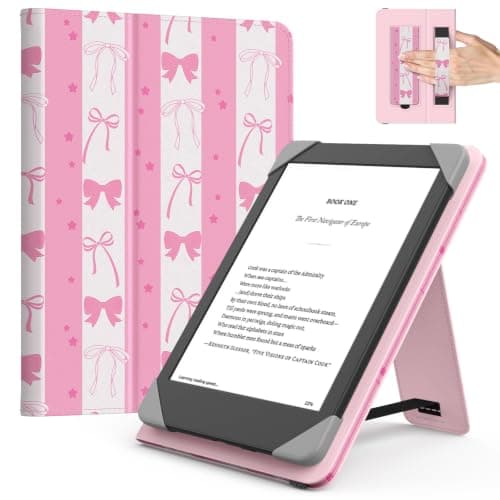 MoKo Universal Case for 6 inch kindle eReaders and Tablets,Pink Striped Bow