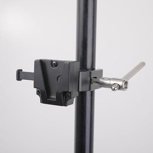 V Mount Lock Battery Adapter with Clamp for Light Stand Tripod, Quick Release V Lock Plate for Sony BP/FXLION V-Mount Battery, Compatible with DSLR Camera Rig, Pipe/Tripod/Hook Mount (15–55mm) — view 2
