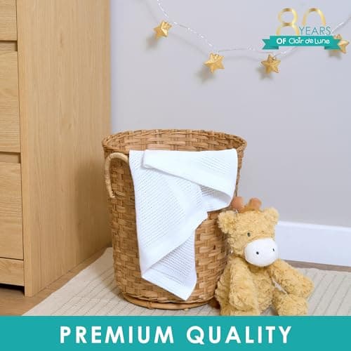 Clair de Lune Soft Cotton Cellular Baby Shawl Blanket 70 x 90 cm (White) — view 5