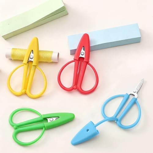 Yuerme 4 Pack Mini Scissors with Protective Caps,8.5cm Portable Small Scissors for Travel,Sharp Stainless Steel Embroidery Sewing Scissors for Crafts,Thread,Yarn,Hand Luggage Safe,Multi-Colour — view 5