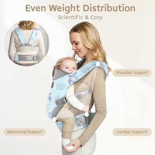 YooxArmor Ergonomic Baby Carrier for 4-36 Month Newborn,Waist 67-150cm,Blue — view 2