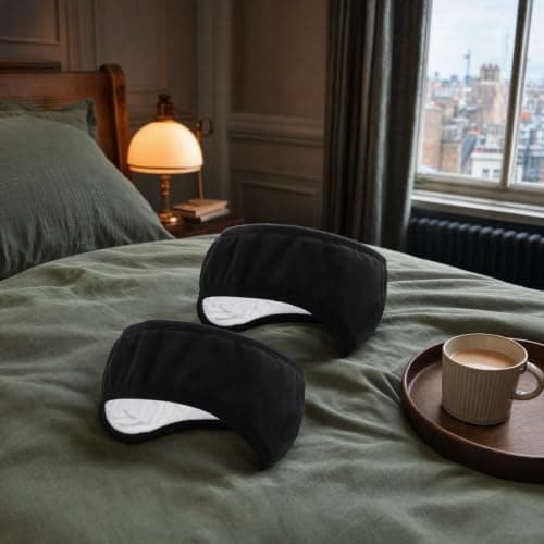 VALICLUD Noise Cancelling Headband for Sleeping with Soundproof Sleep Earmuff in Black, Adjustable Fit and Comfortable Cotton Cloth Ear Muffs for Men and Women, for Airplanes and Office — view 3