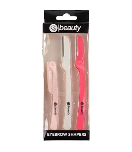 Eyebrow Shapers Set, 3-Pack, Pink/White/Coral - Razor Facial Hair Remover Shaver Trimmer Eyebrow Razor For Women Brow