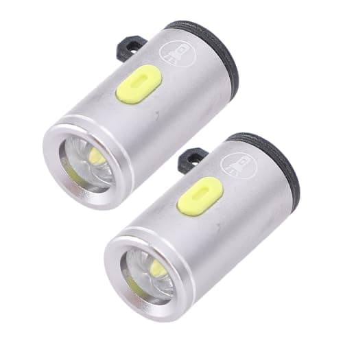 ASHATA 2Pcs USB C LED Flashlight for Outdoor Camping (Silver)