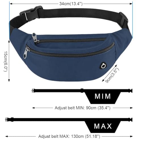 HOTUT Bum Bag for Ladies Women Men, with Headphone Jack & 3 Zipper Pockets — view 2