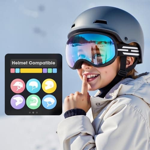 EasYoung Kids Ski Goggles, Children Skiing Snowboard Goggles for Boys Girls Junior, Snow Glasses Helmet Compatible — view 6