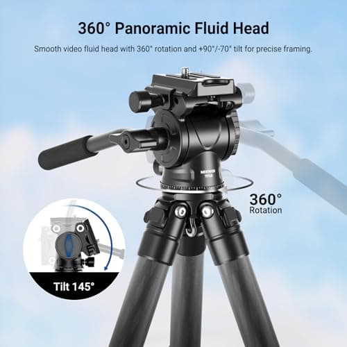 NEEWRE Carbon Fiber Desktop Mini Tripod for Camera, Tabletop Portable Travel Tripod with Video Fluid Head, QR Plate for TikTok DSLR Action Camera Video Recording Streaming, Max Load 6.6lb/3kg, TP10 — view 4