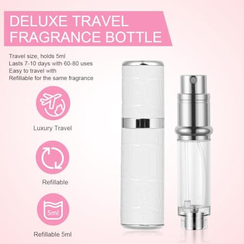 LOPHE Perfume Travel Bottle, 5ML Luxurious Perfume Atomiser Refillable, Leather Perfume Spray Bottle, Easy to Refill Perfume Atomiser for Women Men, C (White) — view 5