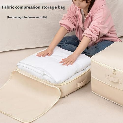Ultra Space Saving Self Compression Organizer, Heavy Duty Moving Bags, Storage Tote for Space Saving, Self Compression Moving Organizer Bags for Comforters, Clothes, Blanket (Rose Red, XL(54*42*60CM)) — view 5