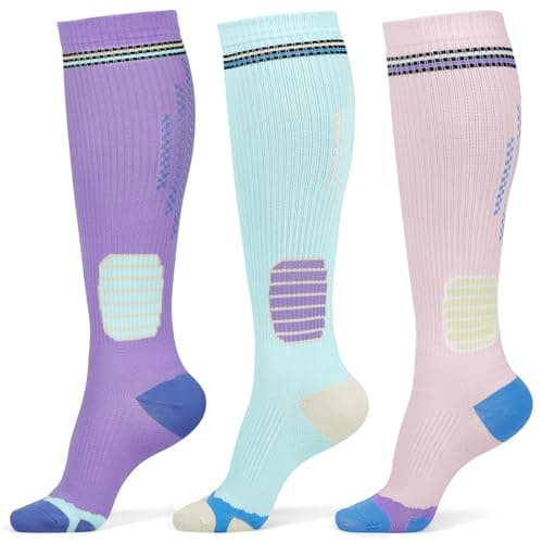 Queenshin Compression Socks Women Flight Knee High Light Support Stockings