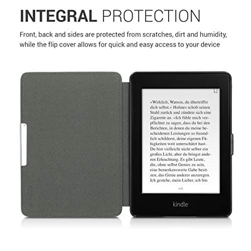 kwmobile Case Compatible with Amazon Kindle Paperwhite - Nylon Protective e-Reader Cover Folio Book Style Case - Red — view 4
