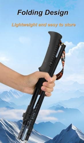 Collapsible Outdoor Hiking Trekking Poles,Folding Backpacking Climbing Cane,125cm Travel Walking Sticks with Non-Slip Handle,7.76oz Ultralight Nordic Hiking Poles (orange) — view 4