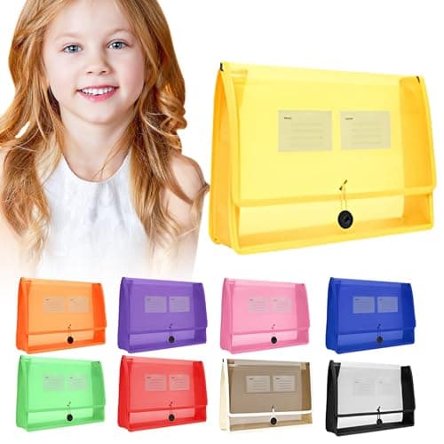 Document Folder, A4 Waterproof Plastic File Folders, Document Wallet Files Folder, Stationery and Office Supplies, Large Capacity File Organizer for School Home Office (Beige) — view 4