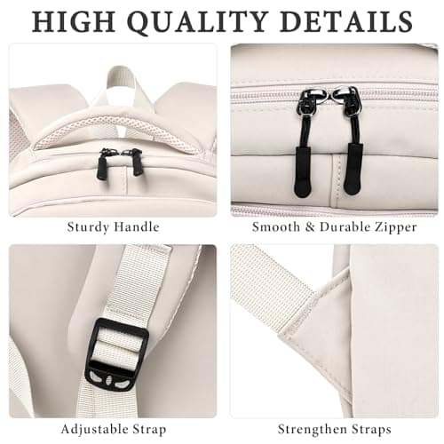 Lahrma Travel Backpack Womens, Lightweight 14 Inch Laptop Rucksack Bag for Men, Splash-proof & Casual Daypacks for School College Work (White) — view 3