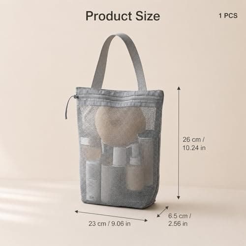 Mesh Shower Caddy Toiletry Bag Portable Quick Dry 3 Pockets for Gym Beach — view 2
