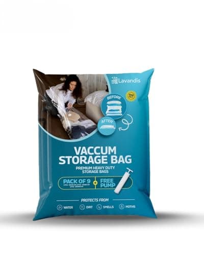 LAVANDIS Travel Vacuum Storage Bags for Clothes with Hand Pump – Reusable Airtight Compression Bags, Space Saver Bags for Travel & Home Organization, Luggage Packing Essential (6) — view 2