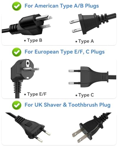 US to UK Plug Adapter, 3 Outlets for American/EU Electronic Devices — view 4