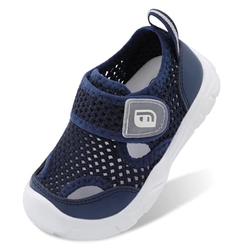 JOINFREE Toddler Aqua Shoes Baby Beach Sandals Non Slip Rubber Sole Quick Dry Mesh Swimming Socks Boys Girls Pool Garden Holiday Nursery First Walking Shoes Wide Fit Navy Blue 5 UK Child