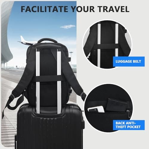 KIRFEIHT Cabin Bags 40x20x25 for Ryanair Underseat Carry-Ons Travel Backpack - Hand Luggage Backpack Cabin Bag Size 20L - Daypack School Office Bag with USB Port - Black — view 4