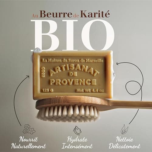 La Maison du Savon de Marseille - Provence Lavender Soap Bar - Enriched with Organic Shea Butter - Hydrating Hand & Body Soap - 100% Natural Ingredients - Made in Provence - 3x125g — view 2