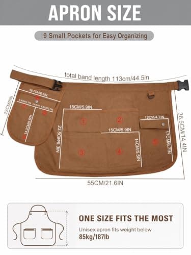 Molaxhome Waist Tool Apron with Multi-Pocket Adjustable Belt for Gardening — view 2