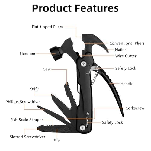 Foyscr Multi Tool for Men - Ideal for Dads, Survival Gear Essential, Camping Accessories - Perfect for His Birthday, Christmas & Valentine’s Day — view 2