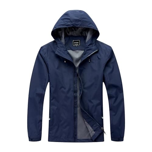 Blu Apparel Mens Waterproof Rain Jacket Premium Branded Walking Hiking Everyday wear Jacket Windproof (UK, Alpha, M, Regular, Regular, Navy)