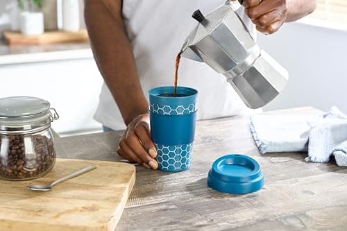 Restore Coffee Cup Travel Mug, Renew 320ml Multi Coloured Pack Reuseable Polypropylene Silicone Grip Leakproof BPA Free Beverage Cup, Fits Standard Cup Holders (2 Mixed Pack Navy & Pink) — view 2
