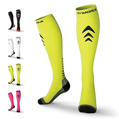 Compression Socks Unisex (Pair) (Cushioned) (Neon Yellow) (Small) [S]