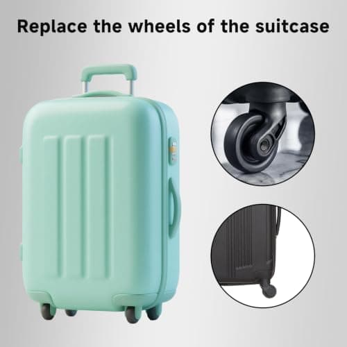 4 Pack Suitcase Replacement Wheels 50 x 18mm, Rubber Luggage Wheels with Double Bearings (6mm ID), Repair Kit with Axles, Screws (32mm and 36mm), Spacers and 2 Spanners for Most Suitcases — view 5