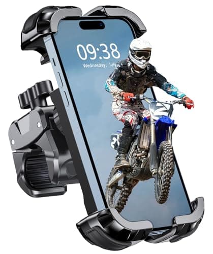 Babacom Bike Phone Holder, Upgrade Motorbike Phone Holder [1s Lock][Secure Protection], 360° Rotatable Phones Holder for Mountain Bike/ATV, Motorbike Handlebar Clamp Mount Riser for 4.7-6.8" Phones