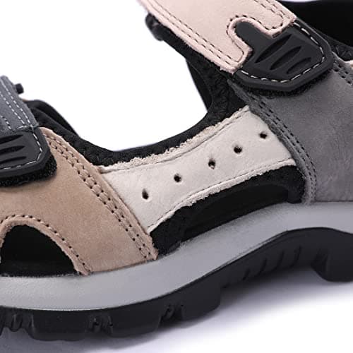 Harssidanzar Women's Sports Hiking Sandals Adjustable Strap Leather Sandals for Women Outdoor Sports Sandals Walking SL256UK,Pink Black, Size 5.5 UK — view 2