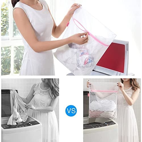 Mesh Laundry Bags with Zips for Washing Machine, 2 Pcs Random Color Durable Net Washing Bags Travel Laundry Bag (30x40cm) — view 6