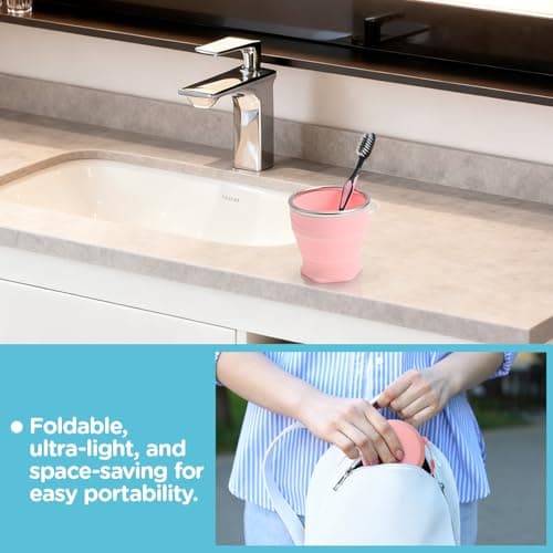 Bidponds 8.8oz/260ml Collapsible Silicone Cup with Lid,BPA-Free,304 Stainless Steel Rim,Portable Cup for Travel,Camping, Hiking,Outdoor Sports (Light Green) — view 6