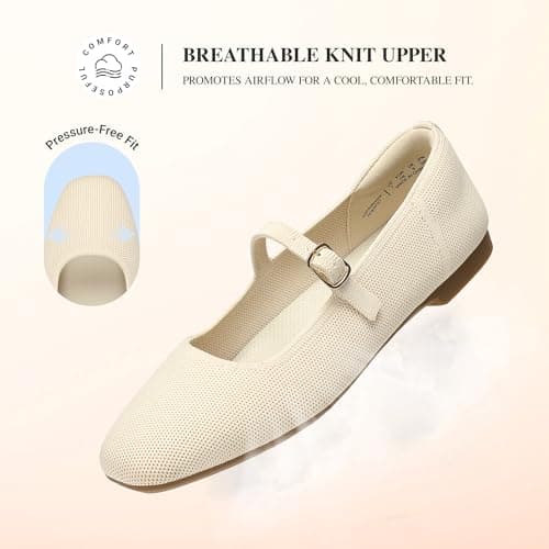 DREAM PAIRS Women's Mary Jane Square Toe Ballet Flats,Nude,9 — view 4