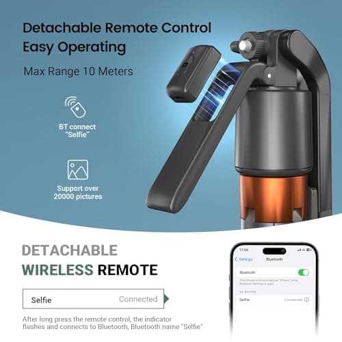 Face Tracking Tripod for iPhone,70" Tall Travel Phone Tripod Stand with Light,Remote and Gesture Control,Selfie Stick for Video Recording&TikTok Live Streaming&Content Creator(with fill light) — view 6