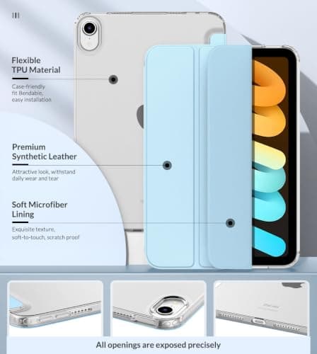 MoKo Case for iPad Mini (A17 Pro) 7th/6th Gen 2024/2021, Sky Blue — view 6