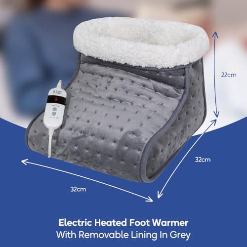 Russell Hobbs Electric Foot Warmer in Grey with 3 Heat Settings, Quick Heat up, Detachable Controller & Cable, Overheat Protection & Timer, and Machine Washable, RHHSL1001 — view 2