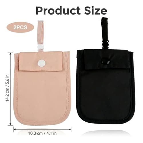 Lotsdonxia 2 Pcs Travel Bra Wallets, Hidden Stash Pockets with Adjustable Straps, Secret Money Pouches for Secure Card and Valuables Storage, Black and Pink Nylon Design — view 2