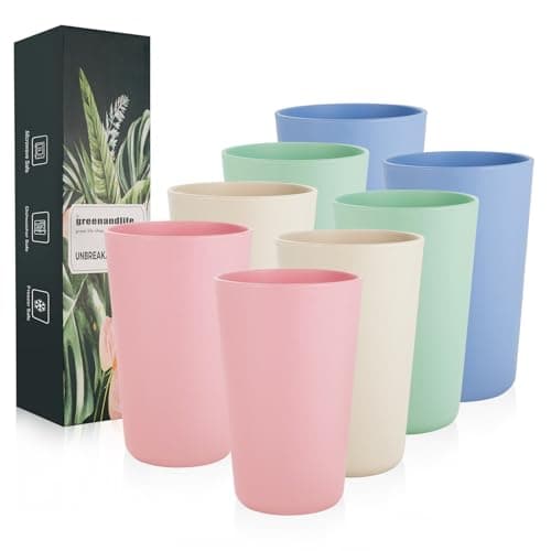 greenandlife 16oz/710ml Reusable Drinking Cups, 8 Pack Plastic Tumblers for Adults, Unbreakable Coffee Mug for Camping, Party, Travel, RV, Dishwasher and Microwave Safe