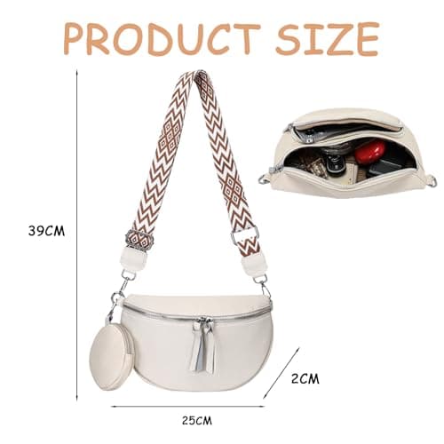 SSKHE Women’s Fashion Crossbody Waist Bag Set, Soft Vegan PU Leather Belt Bag + Matching Coin Purse, Large Capacity, Adjustable Wide Strap, for Travel, Work (White, One Size) — view 4