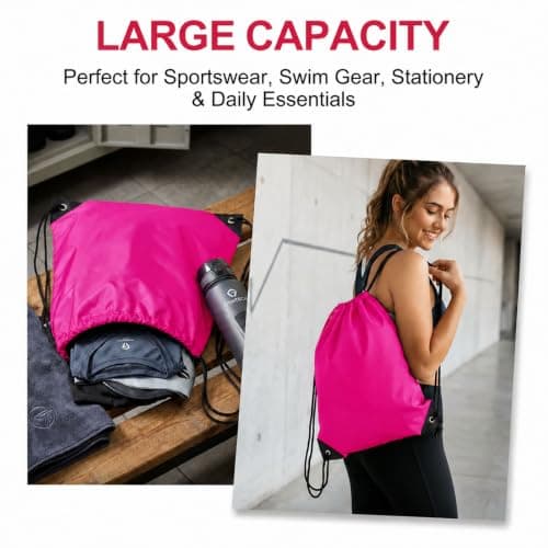 4PCS Pink Drawstring Bags, Waterproof PE Gym Bags for Travel & Beach — view 5