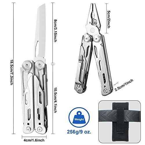 HONZIN Multitool Pliers 18-in-1 Stainless Steel Pocket Multi-Tool, Wire Cutters, Scissors, Screwdriver, Bottle and Can Openers, with Nylon Sheath, Camping, Outdoor, Repair — view 4