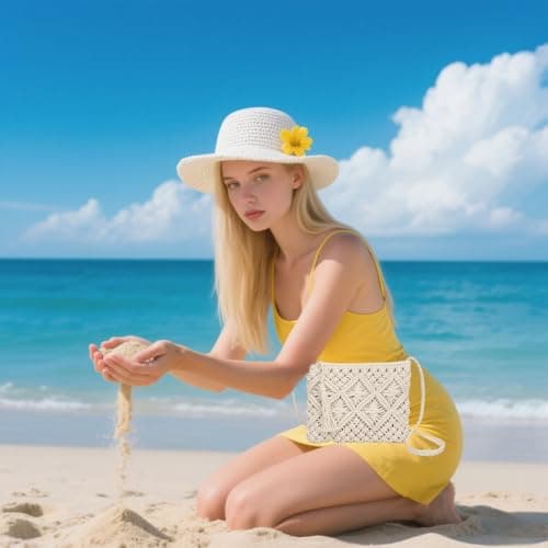 J U H U T O N G Women's Cross-Body Bags,White Crossbody Bags for Women,Summer Beach Messenger Purse with Zipper, Multi-Purpose Phone/Wallet Clutch for Travel & Holiday — view 2
