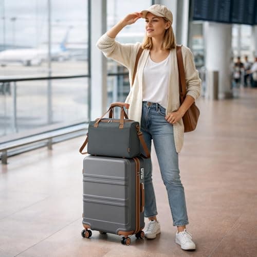 Kono 2 PCS Luggage Set 55x40x20cm Suitcase & 40x30x20cm Ryanair Cabin Bag — view 3