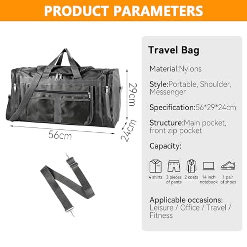 Trintion Sports Duffle Bag Sports Gym Bag for Women Men Waterproof Large 40L Collapsible Training Sports with Shoulder Strap Holdall Overnight Weekend Travel Bag for Gym Travel Swimming (Black) — view 2