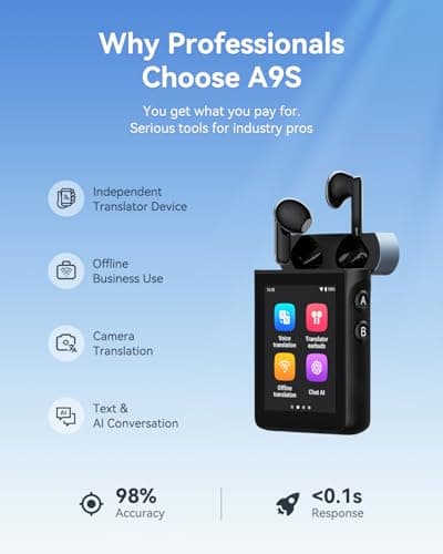 Wooask A9S AI Translator Earbuds with Screen, Offline Language Translator with Camera Photo Translation, ChatGPT-Powered, No App & No Phone Required, for Global Business Travel & Digital Nomads — view 4