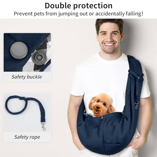 Sarsumir Dog Carrier Bag Dog Sling, Pet Carrier for Small Medium Cat Dog, Puppy Carrier with Adjustable Shoulder Strap Puppy Sling for Travel Walking Shopping, Blue — view 3