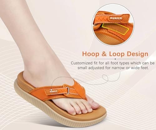 KuaiLu Womens Orthopedic Flip Flops Flat Toe Post Sandals With Arch Support — view 6