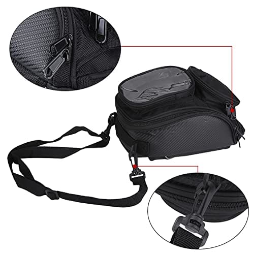 TKSE Motorcycle Tank Bag, Oxford Cloth Saddle Shape Magnetic Motorcycle Bag Suitable for Most Motorcycles and Motocross, 35 x 18 x 15 cm (Black) — view 6